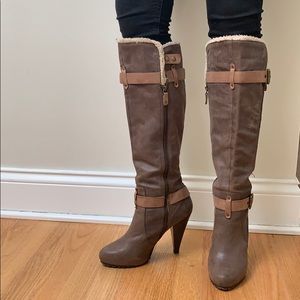 Brown leather knee high Aldo boots